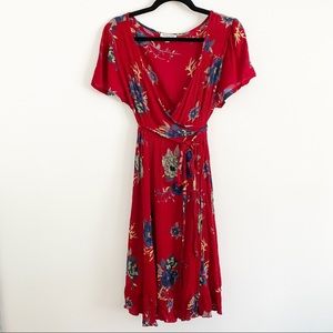 Gorgeous Patrons of Peace Red Floral Wrap Dress